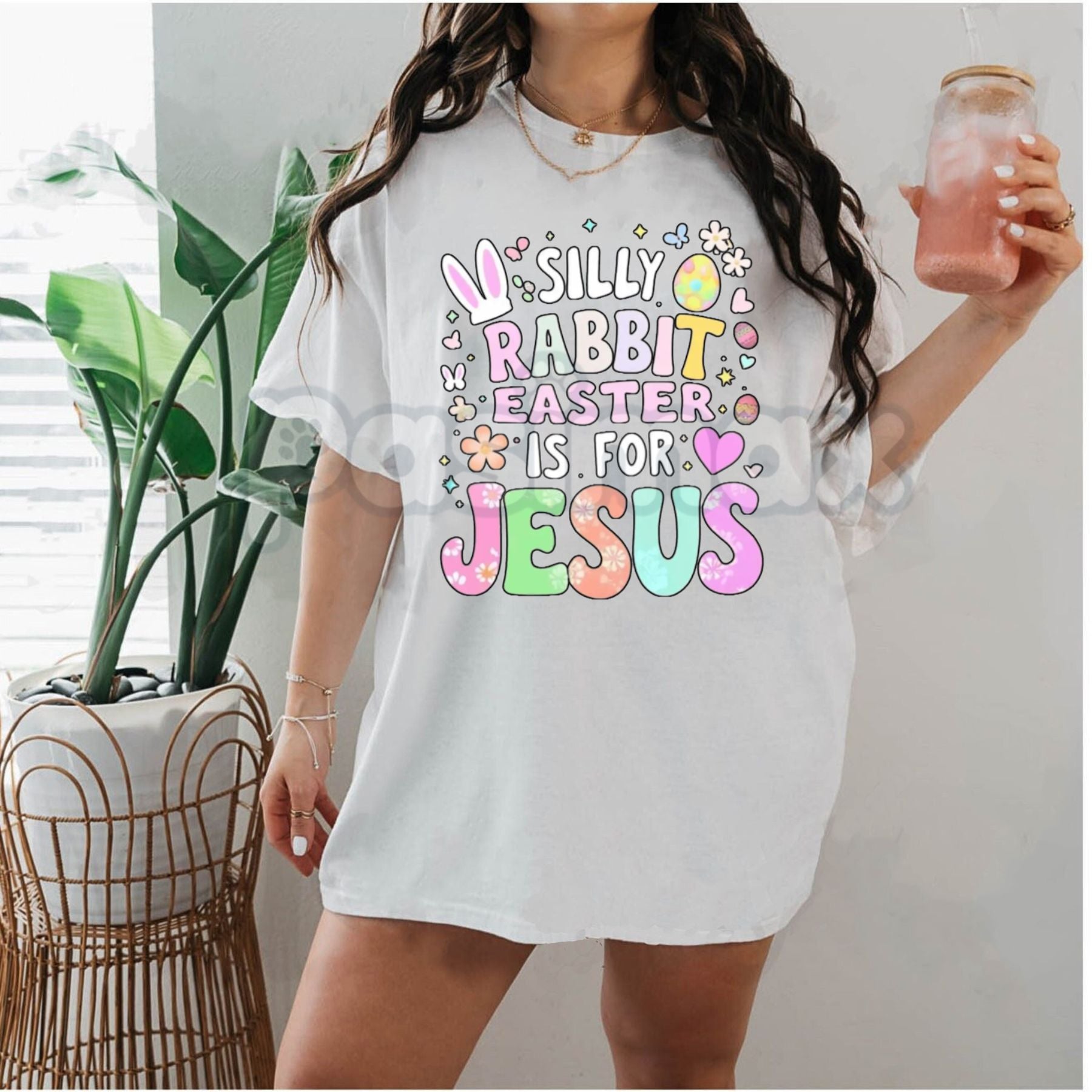 Aesthetic "Easter Is For Jesus" Floral T-Shirt - Boho Silly Rabbit Christian Graphic Tee, Premium 100% Cotton Religious Spring Top, Wildflower Faith-Based Holiday Shirt, Soft Lived-In Heavyweight Sunday Morning Apparel, Made in USA Women's Easter Gift - P's One-Stop Shop 