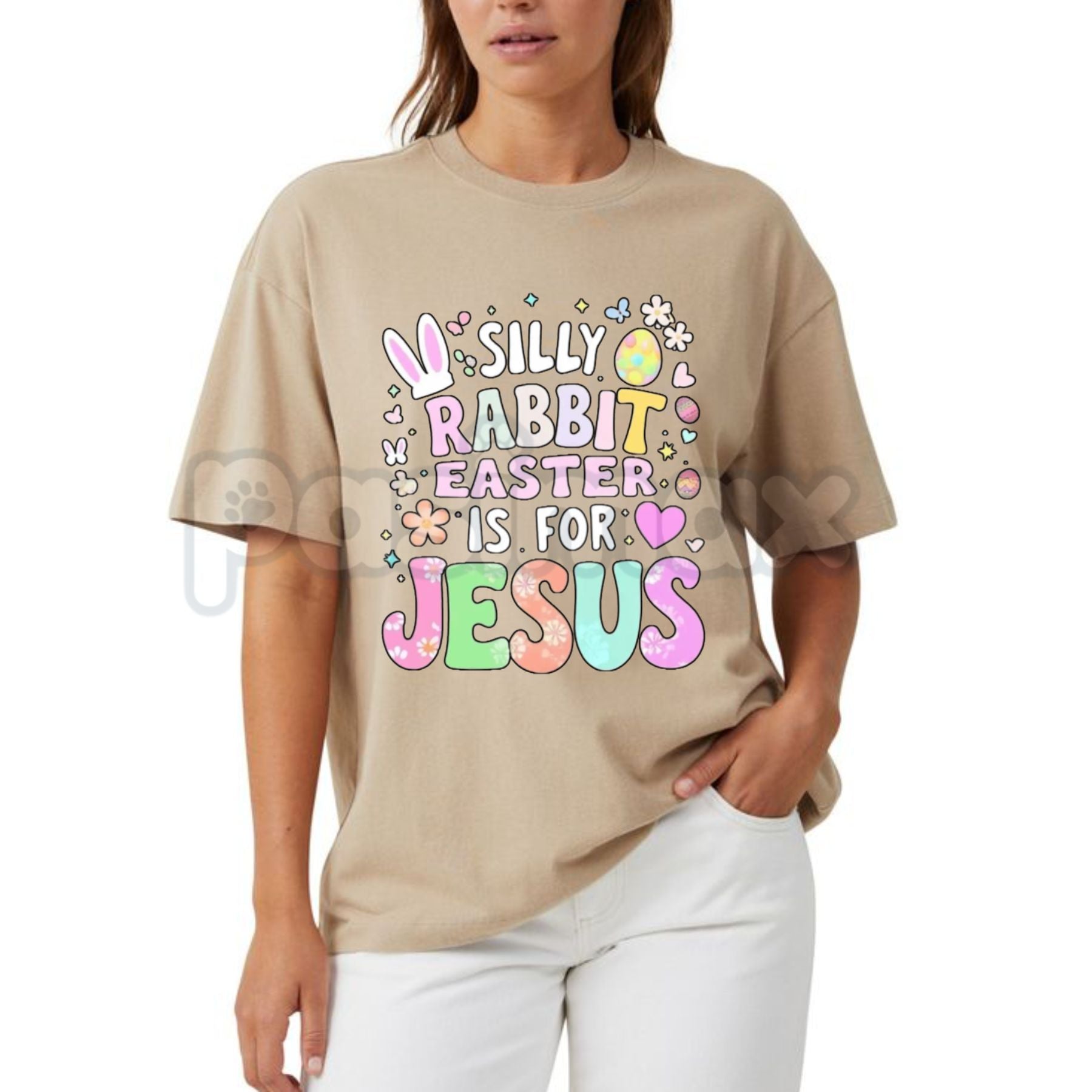 Aesthetic "Easter Is For Jesus" Floral T-Shirt - Boho Silly Rabbit Christian Graphic Tee, Premium 100% Cotton Religious Spring Top, Wildflower Faith-Based Holiday Shirt, Soft Lived-In Heavyweight Sunday Morning Apparel, Made in USA Women's Easter Gift - P's One-Stop Shop 